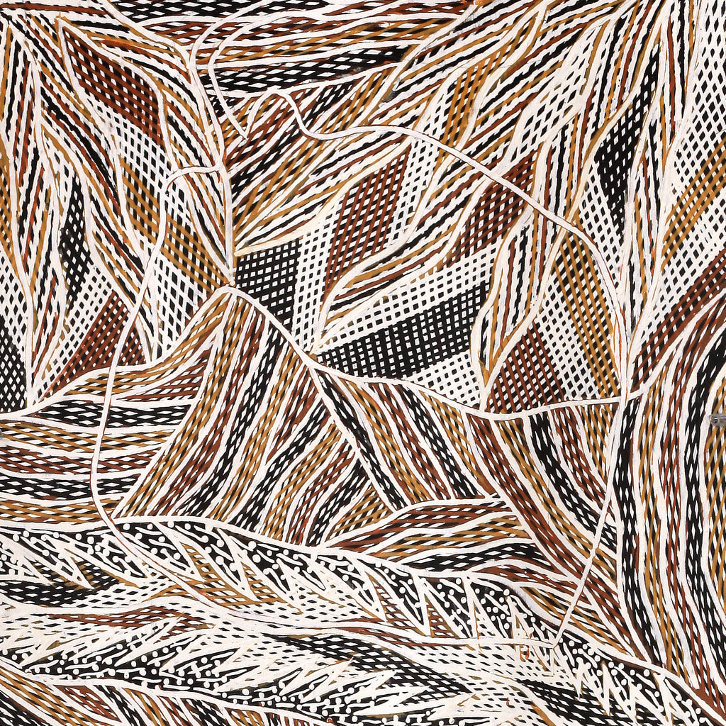Aboriginal Artwork by Gurrundul #1 Marawili Deborah, Gurrtjpi, 83x34cm Bark