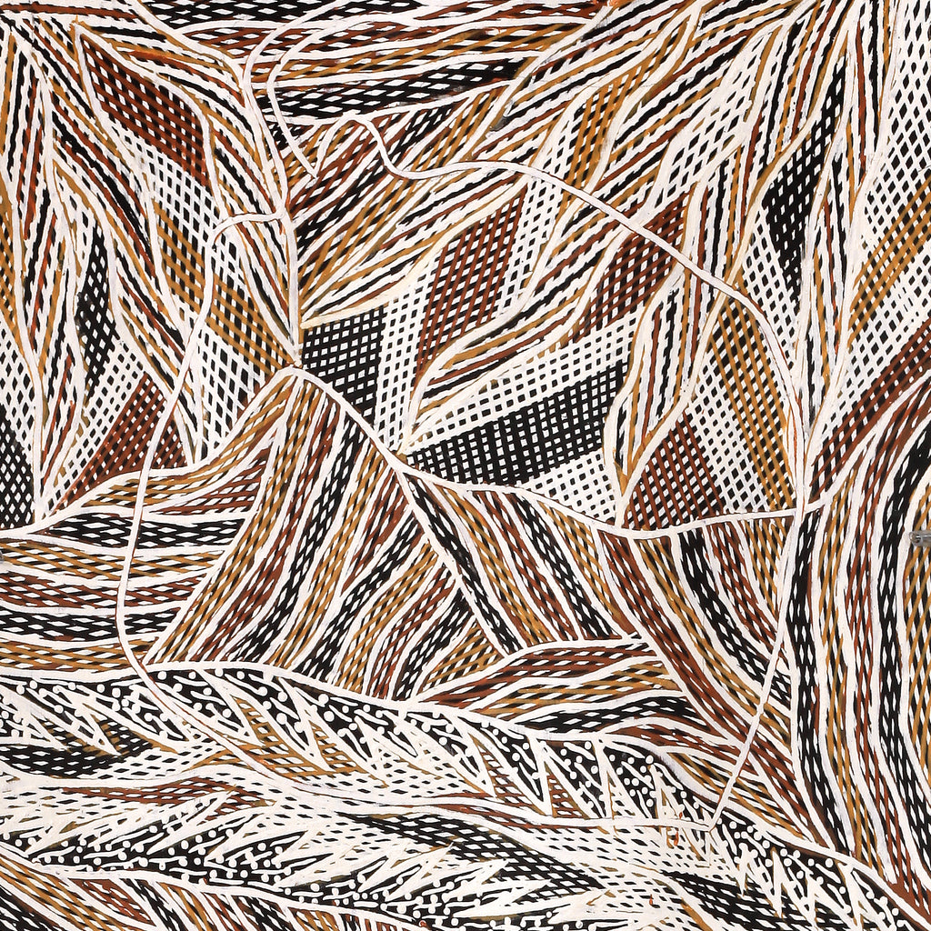 Aboriginal Artwork by Gurrundul #1 Marawili Deborah, Gurrtjpi, 83x34cm Bark - ART ARK®