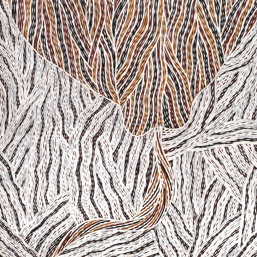Aboriginal Artwork by Gurrundul #1 Marawili Deborah, Gurrtjpi, 73x46cm Bark