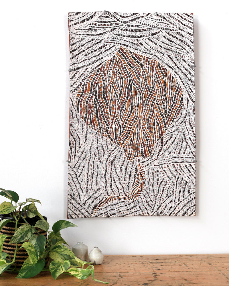 Aboriginal Artwork by Gurrundul #1 Marawili Deborah, Gurrtjpi, 73x46cm Bark