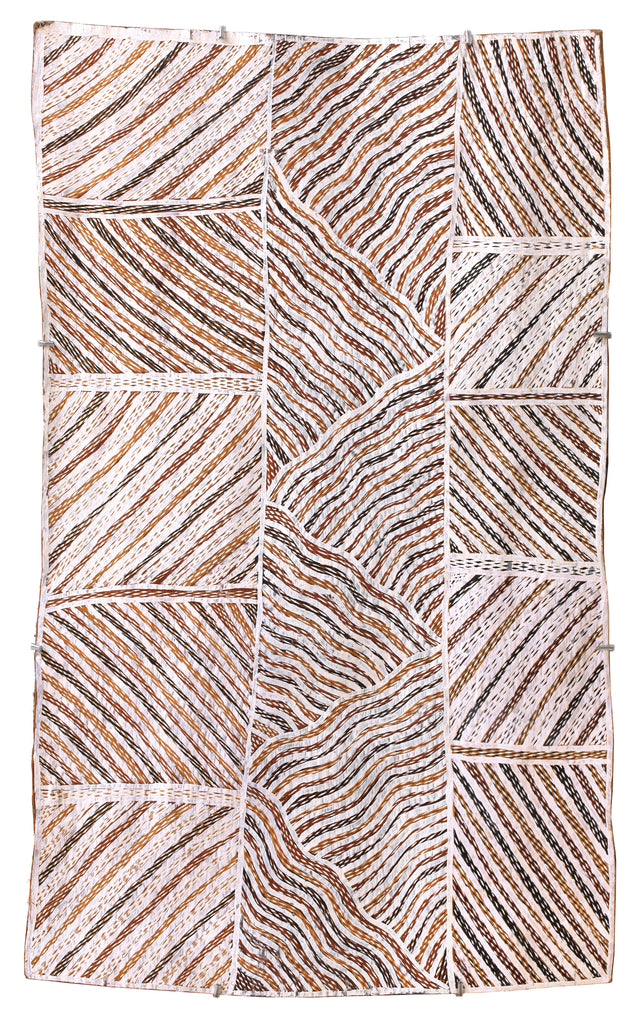 Aboriginal Artwork by Gurrundul #1 Marawili Deborah, Yingapungapu, 91x53cm Bark - ART ARK®