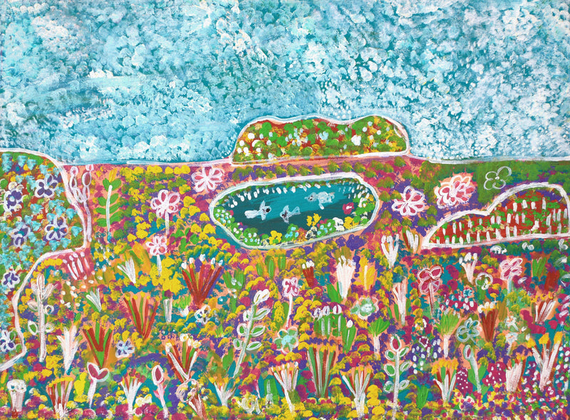 Aboriginal Artwork by Gwenneth Blitner, Walmarjah Hill, 60x45cm