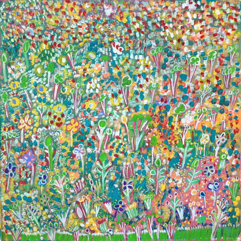 Aboriginal Artwork by Gwenneth Blitner, Forest Country, 60x60cm