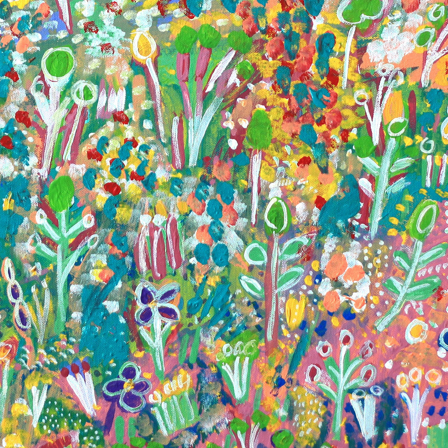 Aboriginal Artwork by Gwenneth Blitner, Forest Country, 60x60cm