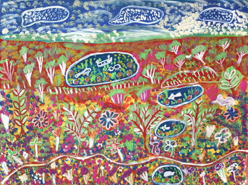 Aboriginal Artwork by Gwenneth Blitner, Wadjalai, 60x45cm