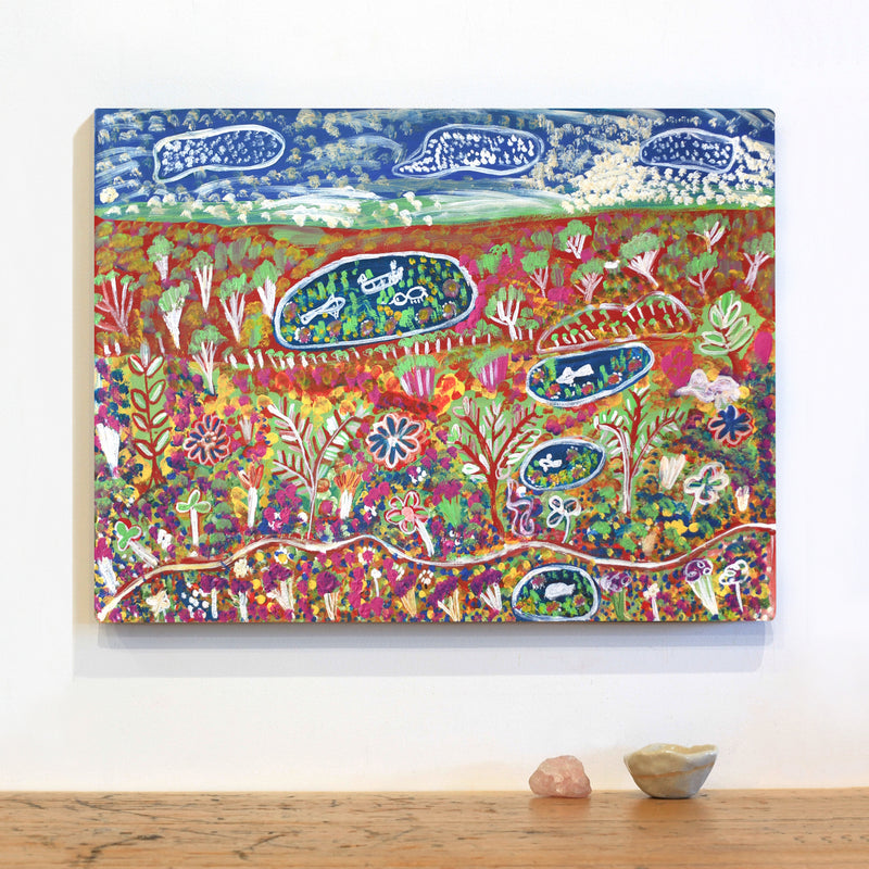Aboriginal Artwork by Gwenneth Blitner, Wadjalai, 60x45cm