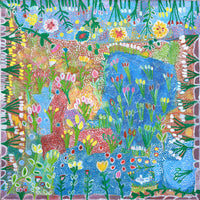 Aboriginal Artwork by Gwenneth Blitner, Billabong Flowers, 100x100cm