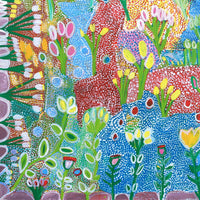 Aboriginal Artwork by Gwenneth Blitner, Billabong Flowers, 100x100cm