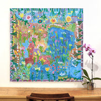 Aboriginal Artwork by Gwenneth Blitner, Billabong Flowers, 100x100cm