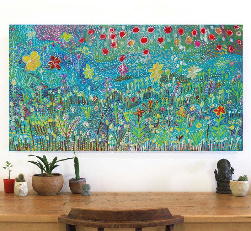 Aboriginal Artwork by Gwenneth Blitner, Long Billabong, 120x66cm