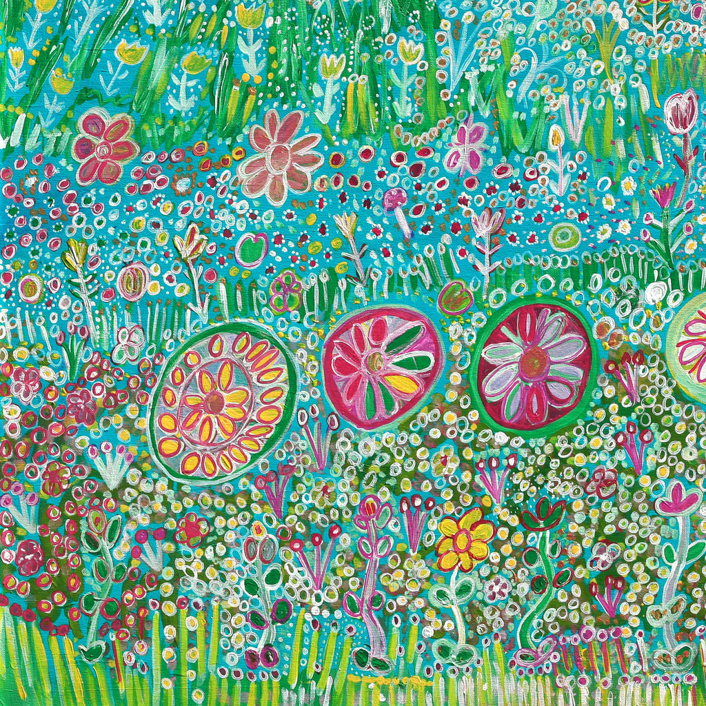 Aboriginal Artwork by Gwenneth Blitner, Bush Flower Country, 120x88cm