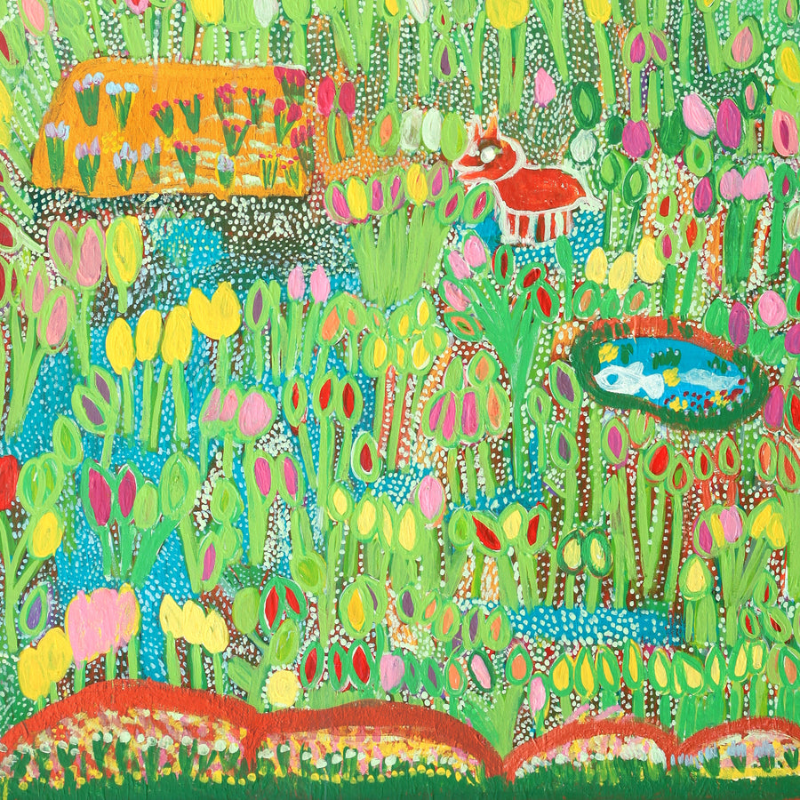 Aboriginal Artwork by Gwenneth Blitner, Bullock Hole, 120x90cm
