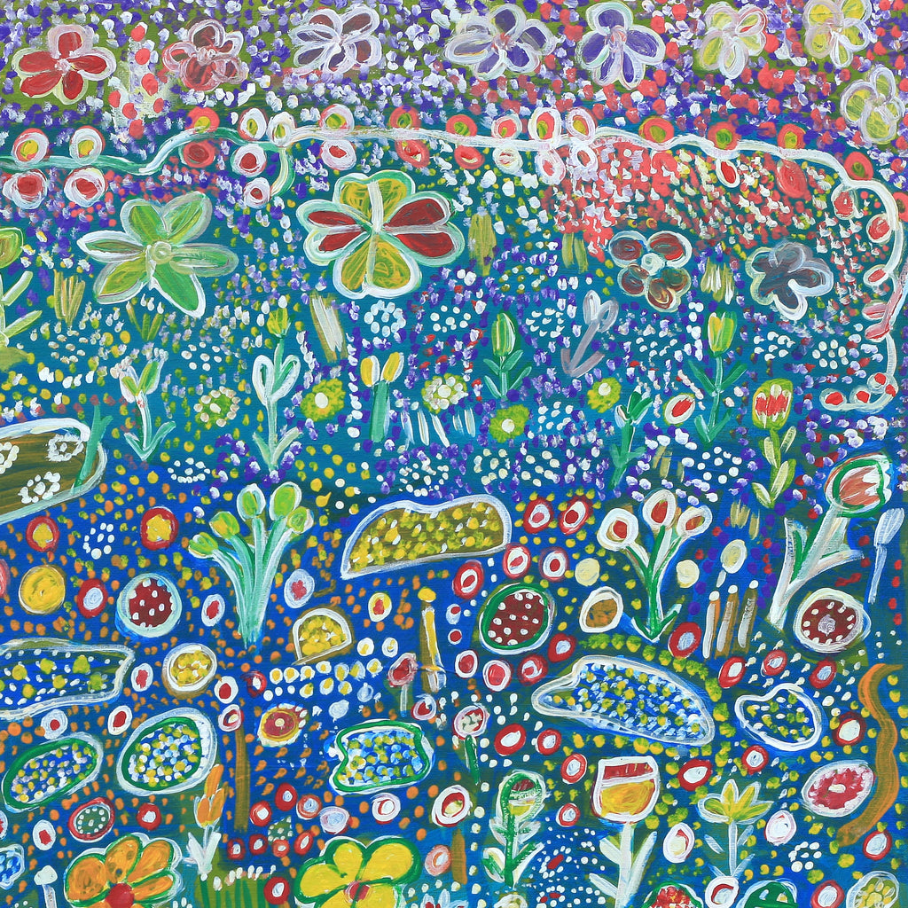 Aboriginal Artwork by Gwenneth Blitner, Long Billabong, 75x60cm
