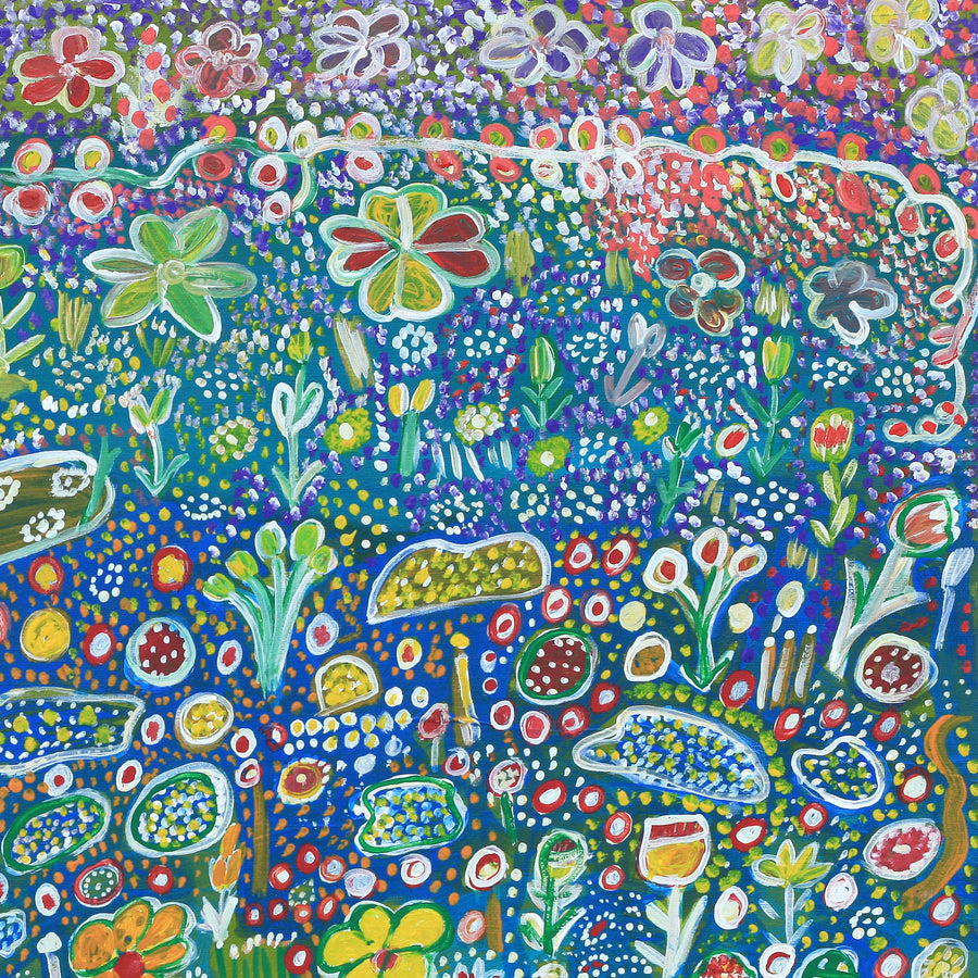 Aboriginal Artwork by Gwenneth Blitner, Long Billabong, 75x60cm