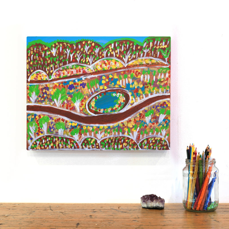 Aboriginal Artwork by Gwenneth Blitner, Bullock Hole, 40x30cm