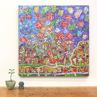 Aboriginal Artwork by Gwenneth Blitner, Wild Flowers, 60x60cm