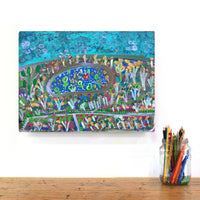 Aboriginal Artwork by Gwenneth Blitner, Wallany Billabong, 40x30cm