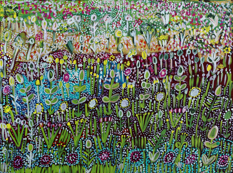 Aboriginal Artwork by Gwenneth Blitner, Wadjalai Billabong, 60x45cm