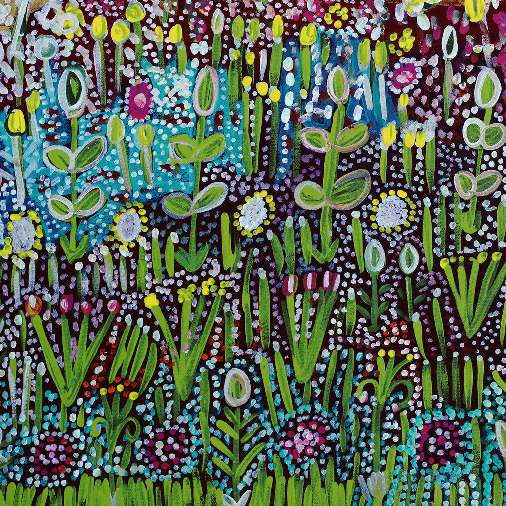 Aboriginal Artwork by Gwenneth Blitner, Wadjalai Billabong, 60x45cm
