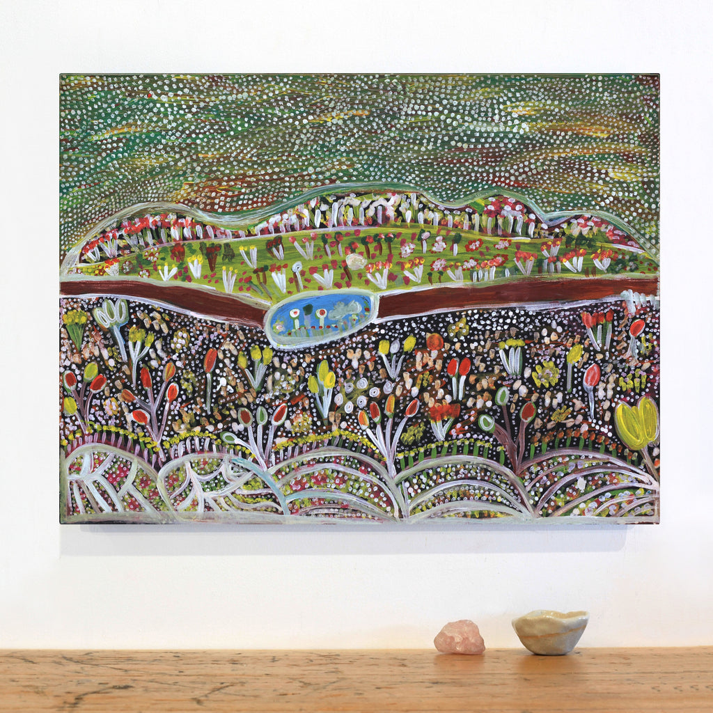 Aboriginal Artwork by Gwenneth Blitner, Wardgujaja Billabong, 60x45cm