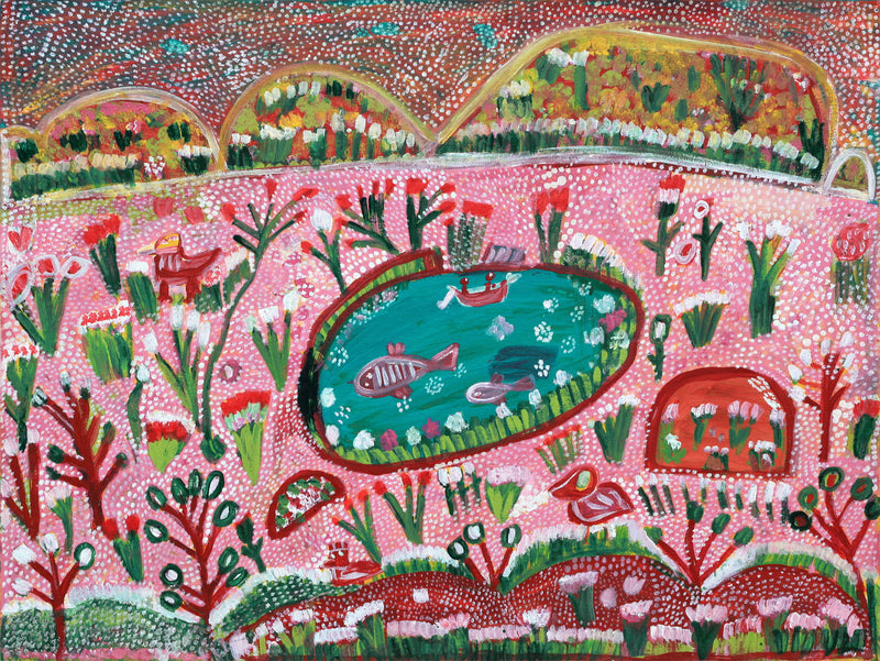 Aboriginal Artwork by Gwenneth Blitner, Bullock Hole, 60x45cm