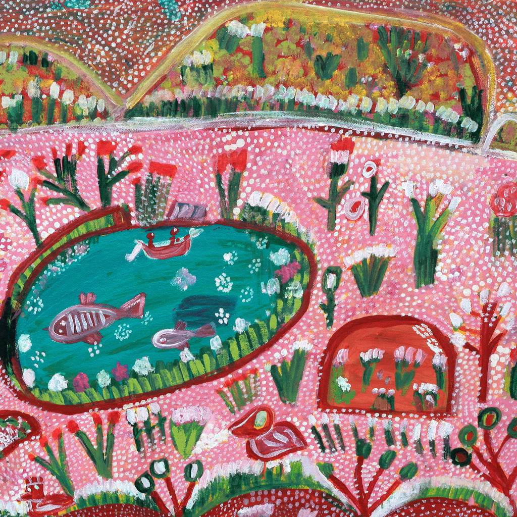 Aboriginal Artwork by Gwenneth Blitner, Bullock Hole, 60x45cm