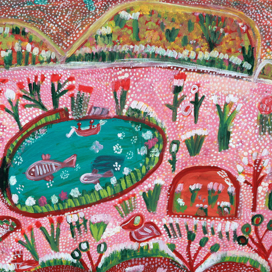 Aboriginal Artwork by Gwenneth Blitner, Bullock Hole, 60x45cm
