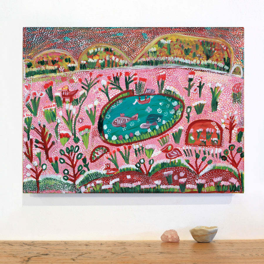 Aboriginal Artwork by Gwenneth Blitner, Bullock Hole, 60x45cm