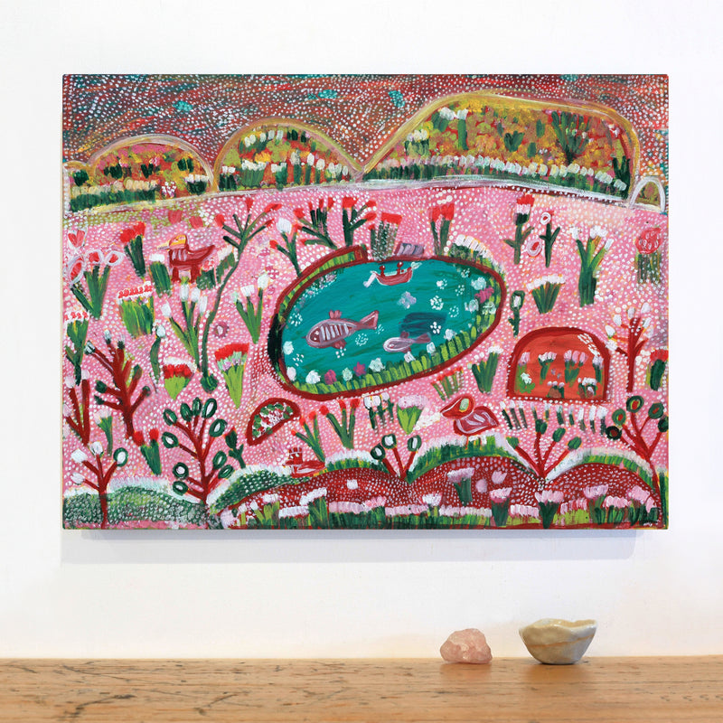 Aboriginal Artwork by Gwenneth Blitner, Bullock Hole, 60x45cm