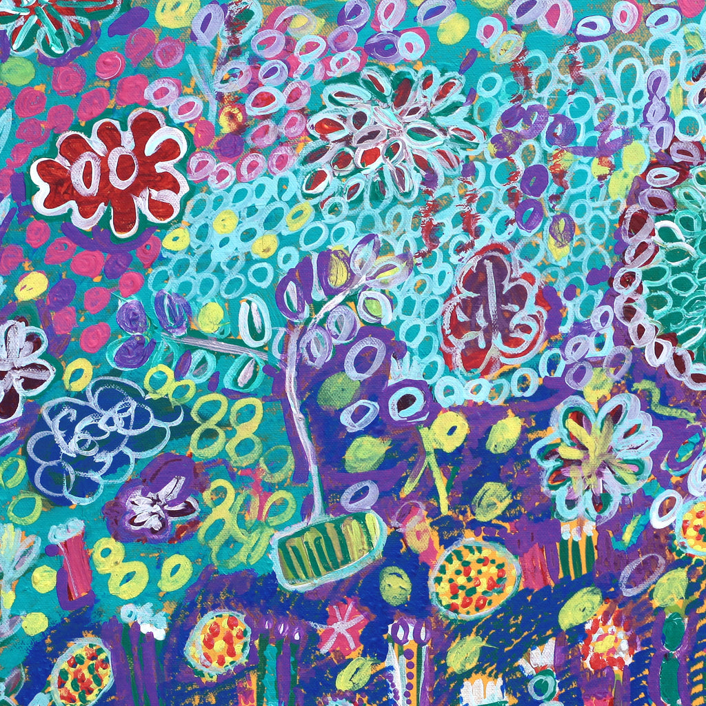 Aboriginal Artwork by Gwenneth Blitner, Water Lillies, 60x45cm