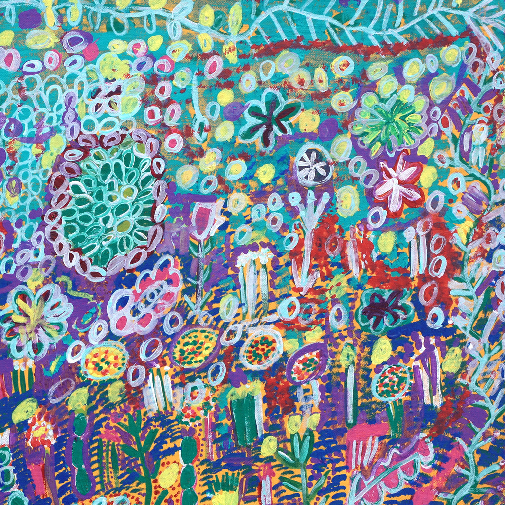 Aboriginal Artwork by Gwenneth Blitner, Water Lillies, 60x45cm - ART ARK®