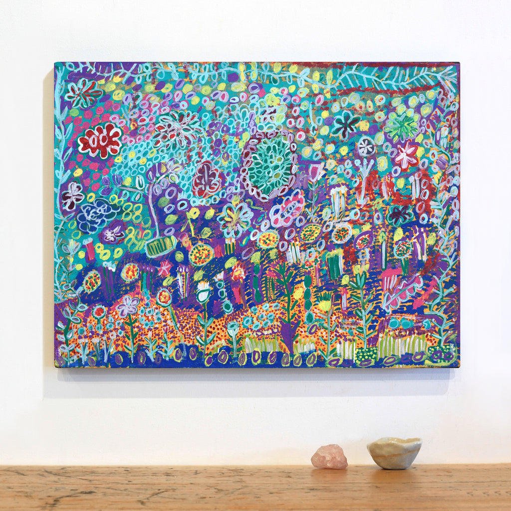 Aboriginal Artwork by Gwenneth Blitner, Water Lillies, 60x45cm