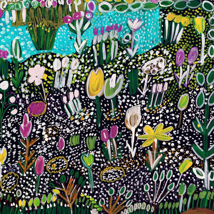 Aboriginal Artwork by Gwenneth Blitner, Walarni Billabong, 60x45cm