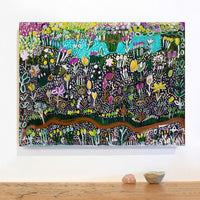 Aboriginal Artwork by Gwenneth Blitner, Walarni Billabong, 60x45cm