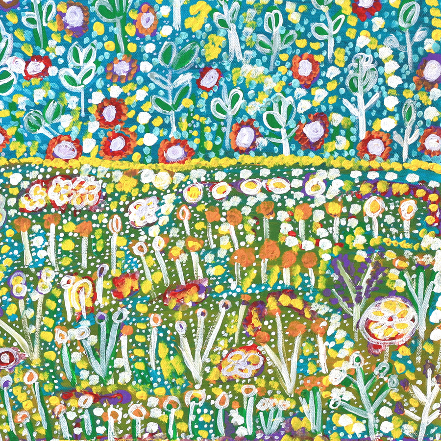 Aboriginal Artwork by Gwenneth Blitner, Nighttime Bullock hole, 60x60cm