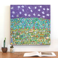 Aboriginal Artwork by Gwenneth Blitner, Nighttime Bullock hole, 60x60cm