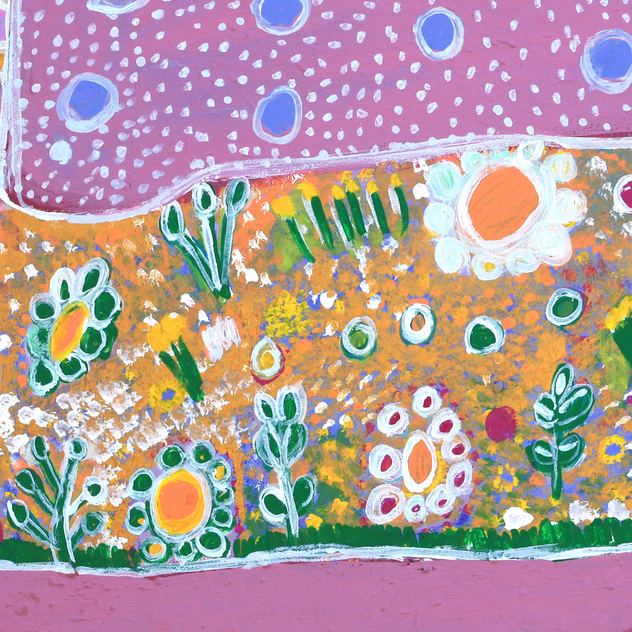 Aboriginal Artwork by Gwenneth Blitner, Ngukurr Cemetery, 63x54cm