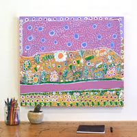 Aboriginal Artwork by Gwenneth Blitner, Ngukurr Cemetery, 63x54cm