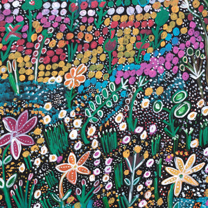 Aboriginal Artwork by Gwenneth Blitner, Long Billabong Flowers, 75x60cm - ART ARK®