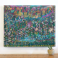 Aboriginal Artwork by Gwenneth Blitner, Long Billabong Flowers, 75x60cm