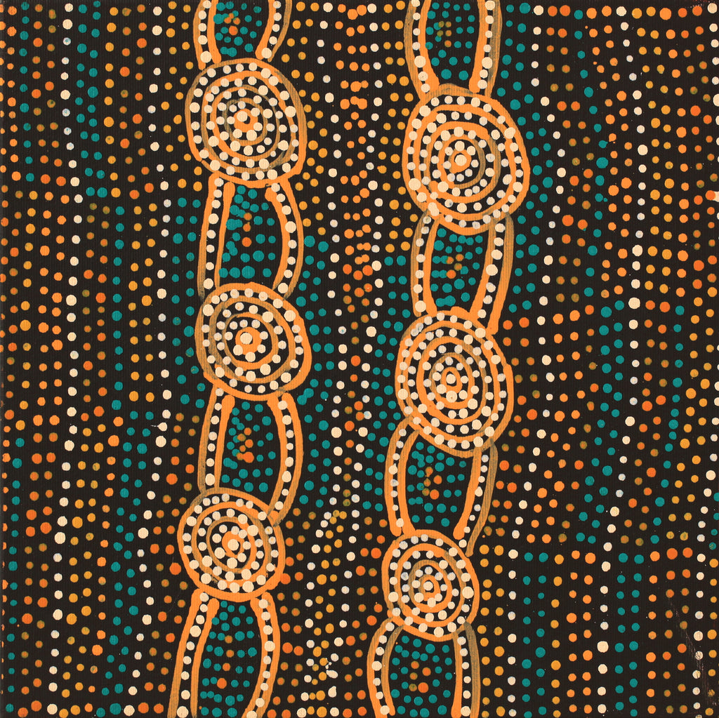 Aboriginal Artwork by Helen Nungarrayi Reed, Mina Mina Jukurrpa - Ngalyipi, 30x30cm - ART ARK®