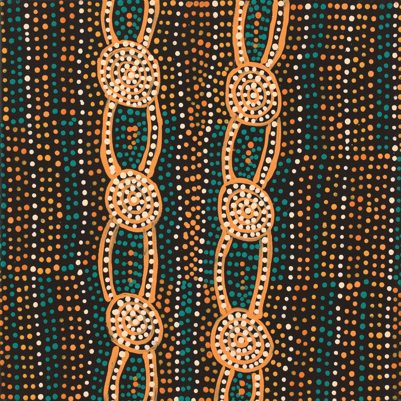 Aboriginal Artwork by Helen Nungarrayi Reed, Mina Mina Jukurrpa - Ngalyipi, 30x30cm