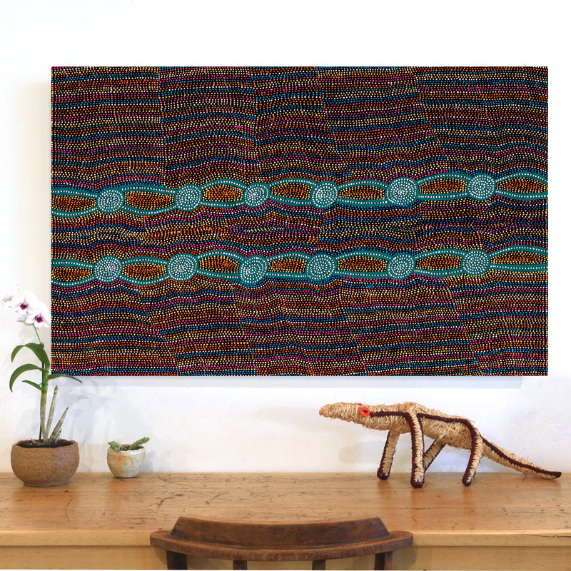 Aboriginal Artwork by Helen Nungarrayi Reed, Mina Mina Dreaming, 122x76cm