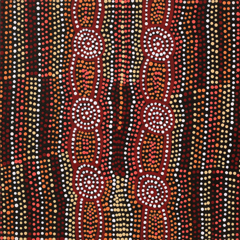 Aboriginal Artwork by Helen Nungarrayi Reed, Mina Mina Jukurrpa - Ngalyipi, 30x30cm