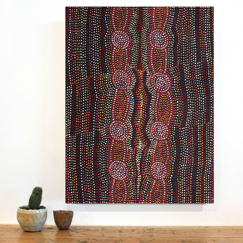 Aboriginal Artwork by Helen Nungarrayi Reed, Mina Mina Dreaming - Ngalyipi, 61x46cm