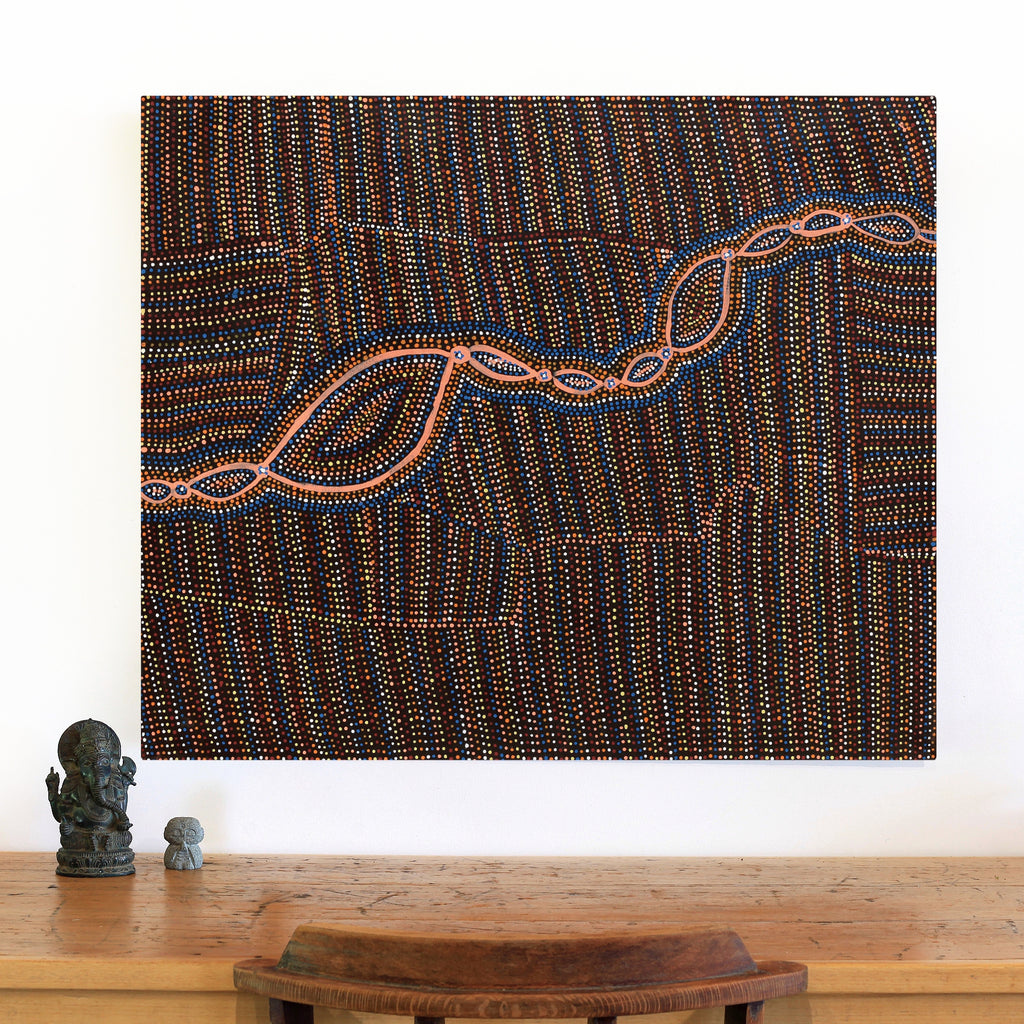Aboriginal Artwork by Helen Nungarrayi Reed, Mina Mina Dreaming - Ngalyipi, 91x76cm