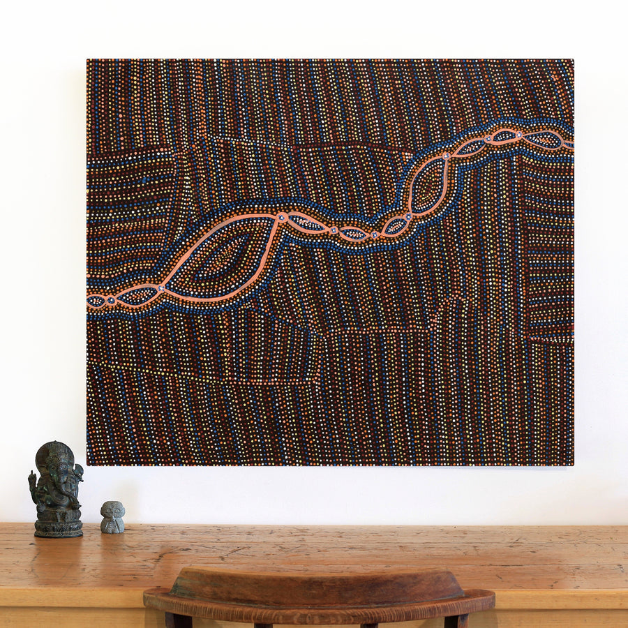 Aboriginal Artwork by Helen Nungarrayi Reed, Mina Mina Dreaming - Ngalyipi, 91x76cm