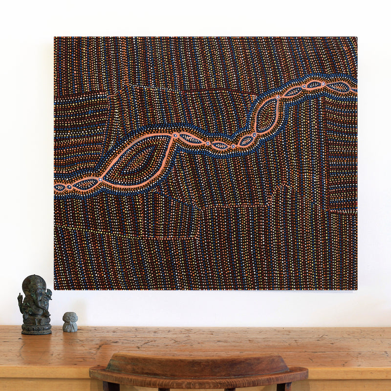 Aboriginal Artwork by Helen Nungarrayi Reed, Mina Mina Dreaming - Ngalyipi, 91x76cm