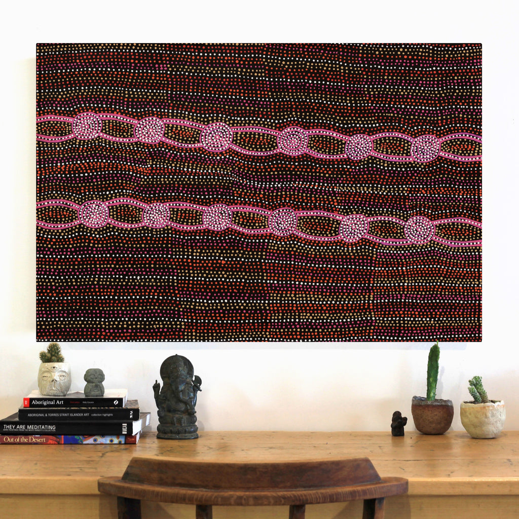 Aboriginal Artwork by Helen Nungarrayi Reed, Mina Mina Dreaming - Ngalyipi, 91x61cm