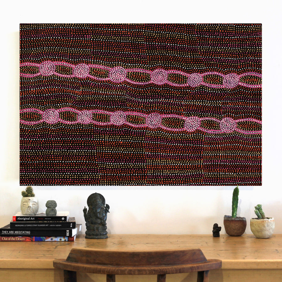 Aboriginal Artwork by Helen Nungarrayi Reed, Mina Mina Dreaming - Ngalyipi, 91x61cm